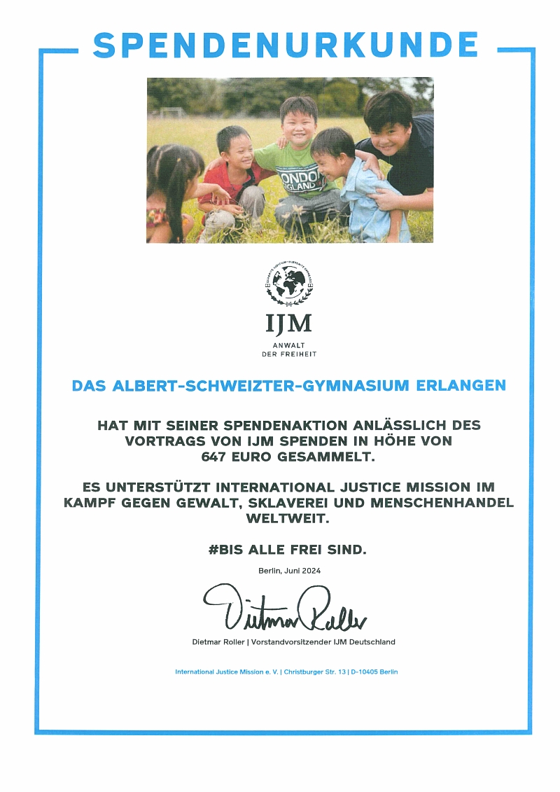 IJM bedankt sich beim ASG